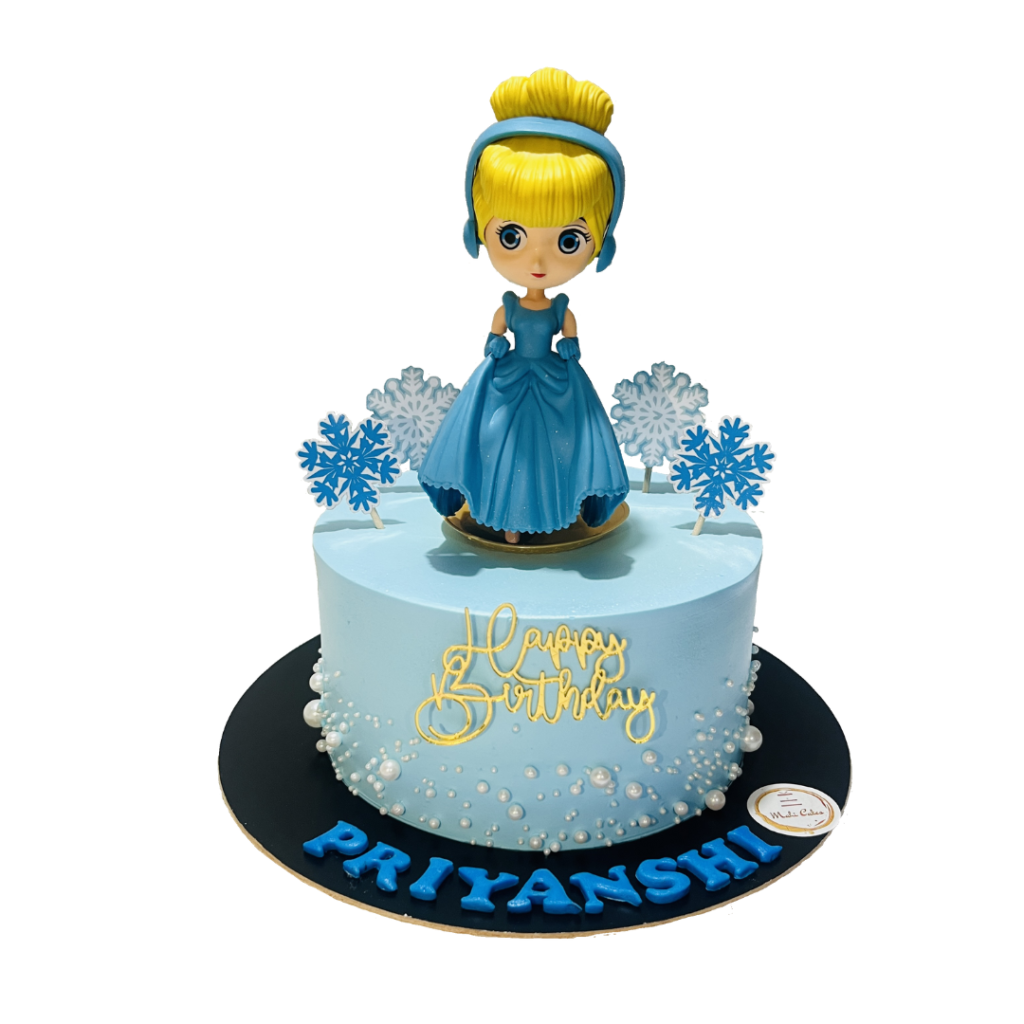 Blue doll theme birthday cake