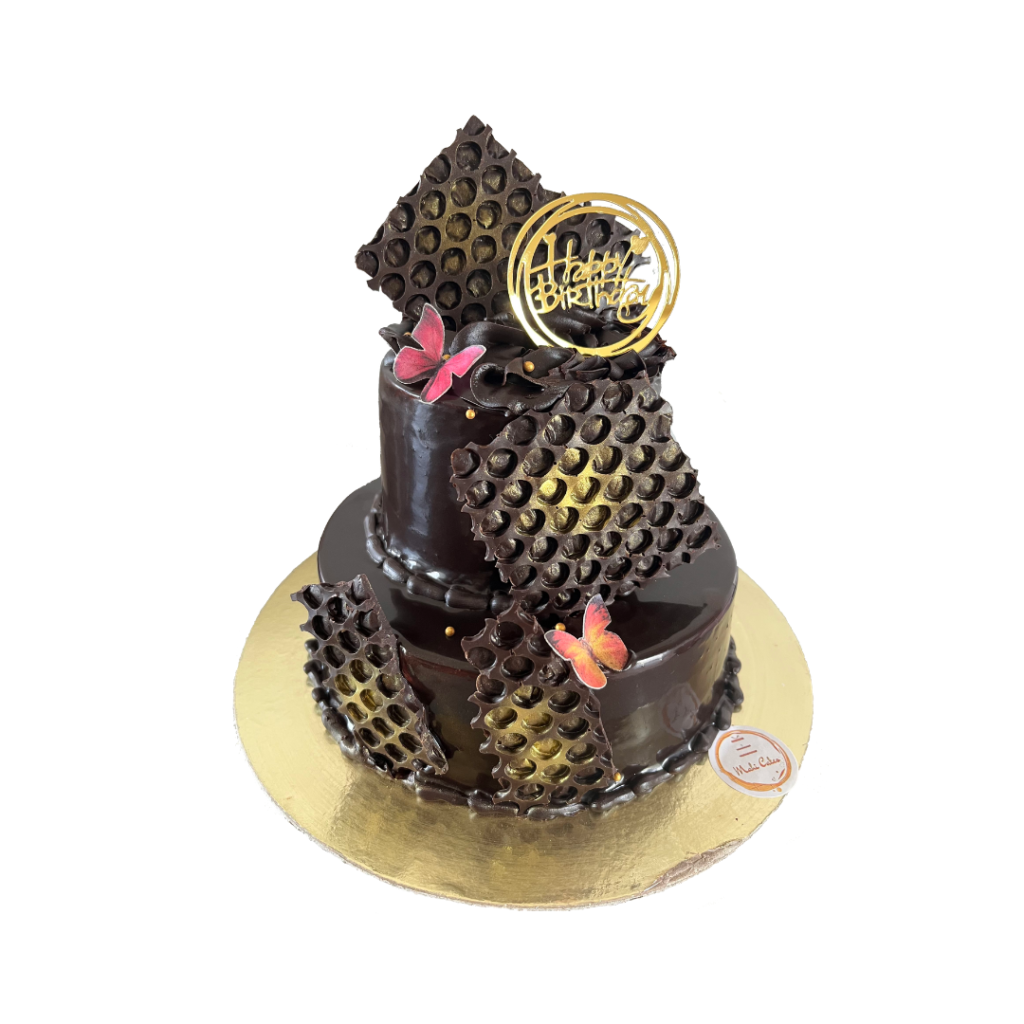 birthday cake fully coated with chocolate