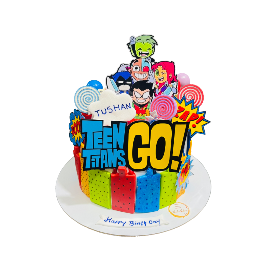 Birthday teen titan theme cake